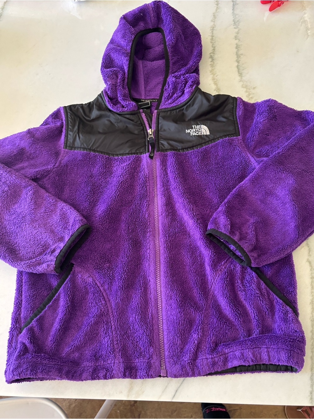 North Face Purple Osito Zip Up Hooded Jacket Girls size 14/16